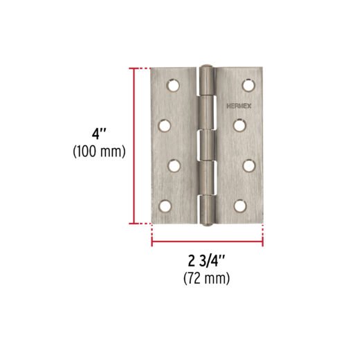 432052 43205 - Bisagra rectangular 4" acero inoxidable, HERMEX