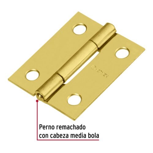 43206 - Bolsa con 2 bisagras rectangulares 1-1/2", acero latonado