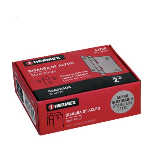 43220 - Bisagra cuadrada 2" acero inox, cabeza redonda, HERMEX