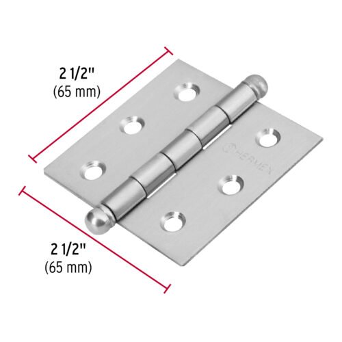43221 - Bisagra cuadrada 2-1/2" acero inox, cabeza redonda, HERMEX