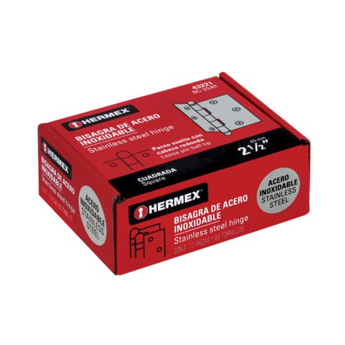 43221 - Bisagra cuadrada 2-1/2" acero inox, cabeza redonda, HERMEX