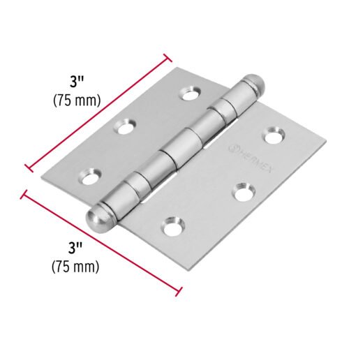 43222 - Bisagra cuadrada 3" acero inox, cabeza redonda, HERMEX