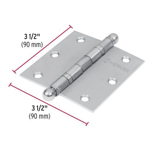 43223 - Bisagra cuadrada 3-1/2" acero inox, cabeza redonda, HERMEX