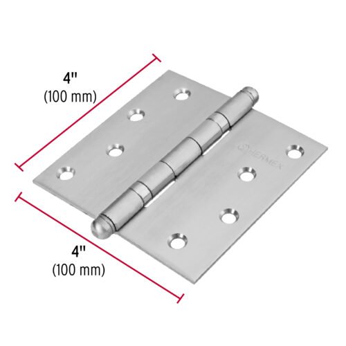 43224 - Bisagra cuadrada 4" acero inox, cabeza redonda, HERMEX