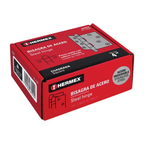43224 - Bisagra cuadrada 4" acero inox, cabeza redonda, HERMEX