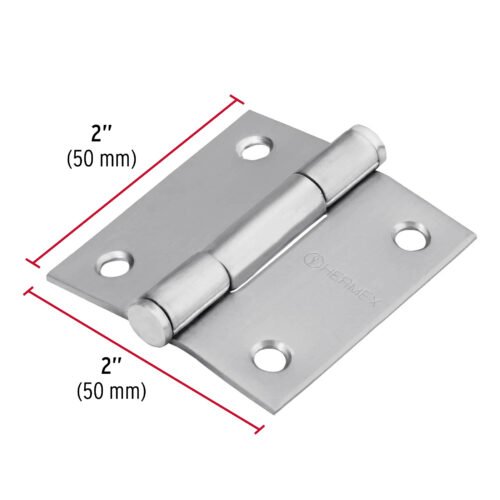 43225 - Bisagra cuadrada 2" acero inox, cabeza plana, HERMEX