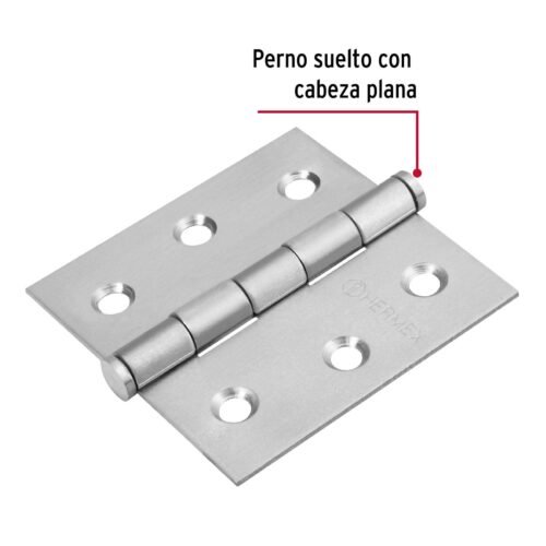 43226 - Bisagra cuadrada 2-1/2" acero inox, cabeza plana, HERMEX
