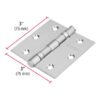 43227 - Bisagra cuadrada 3" acero inox, cabeza plana, HERMEX