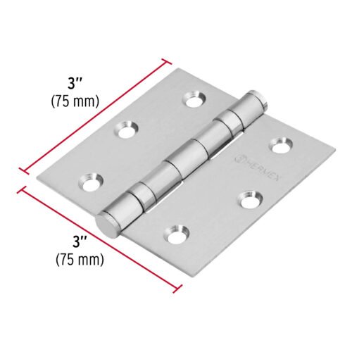 43227 - Bisagra cuadrada 3" acero inox, cabeza plana, HERMEX