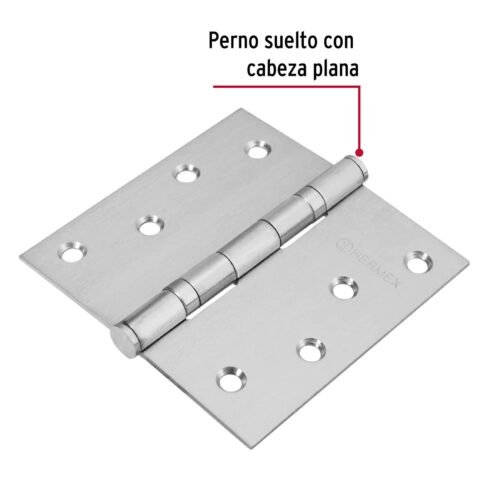43229 - Bisagra cuadrada 4" acero inox, cabeza plana, HERMEX