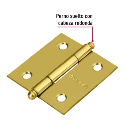 43230 - Bisagra cuadrada 2", latonado, cabeza redonda, HERMEX