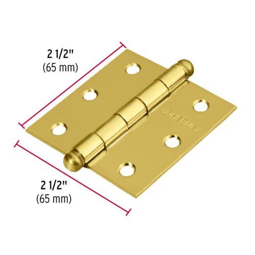 43231 - Bisagra cuadrada 2-1/2", latonado, cabeza redonda, HERMEX