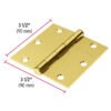 43238 - Bisagra cuadrada 3-1/2", latonado, cabeza plana, HERMEX