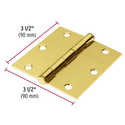 43238 - Bisagra cuadrada 3-1/2", latonado, cabeza plana, HERMEX