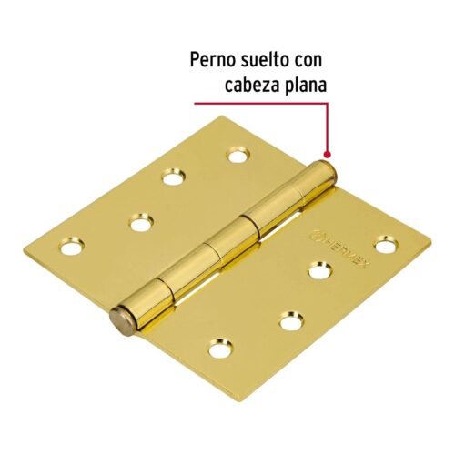 43239 - Bisagra cuadrada 4", latonado, cabeza plana, HERMEX
