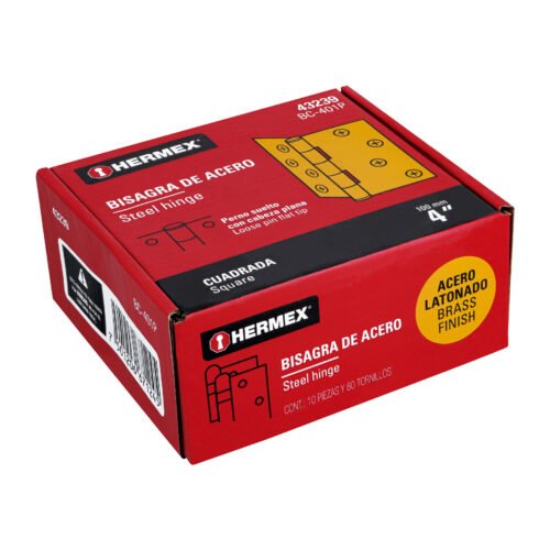 43239 - Bisagra cuadrada 4", latonado, cabeza plana, HERMEX