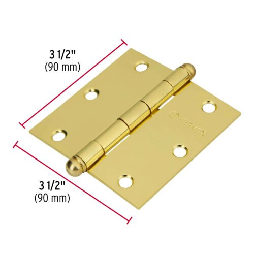 43241 - Bolsa c/2 bisagras cuadradas 3-1/2" latonado,cabeza redonda