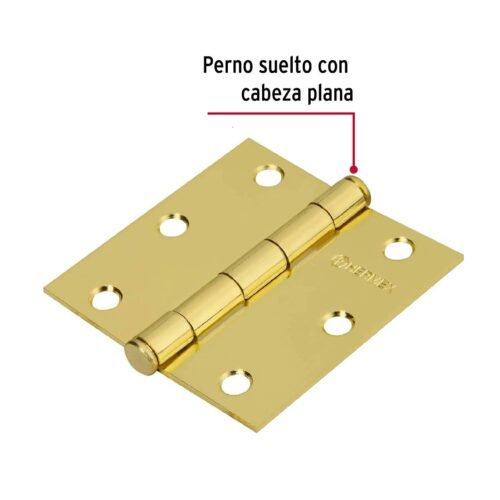 432421 43242 - Bolsa c/2 bisagras cuadradas 3", latonado, cabeza plana