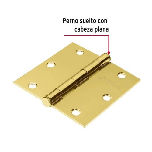 43243 - Bolsa c/2 bisagras cuadradas 3-1/2", latonado, cabeza plana