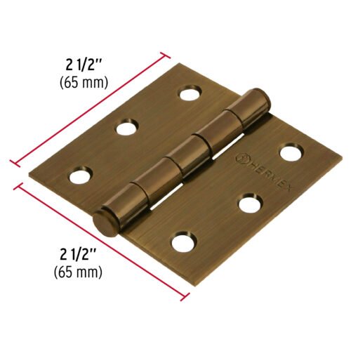 43250 - Bisagra cuadrada 2-1/2", latón antiguo, cabeza plana, HERMEX