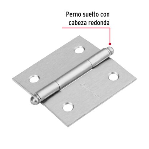 43254 - Bisagra cuadrada 2", satinado, cabeza redonda, HERMEX