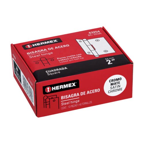 43254 - Bisagra cuadrada 2", satinado, cabeza redonda, HERMEX