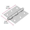 43255 - Bisagra cuadrada 2-1/2", satinado, cabeza redonda, HERMEX