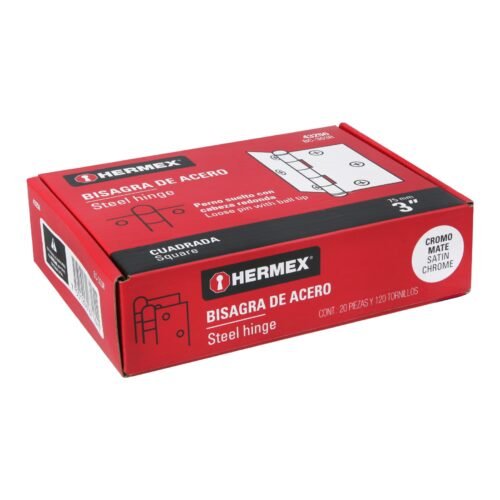 43256 - Bisagra cuadrada 3", satinado, cabeza redonda, HERMEX