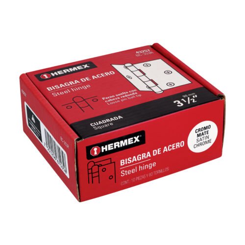 43257 - Bisagra cuadrada 3-1/2", satinado, cabeza redonda, HERMEX