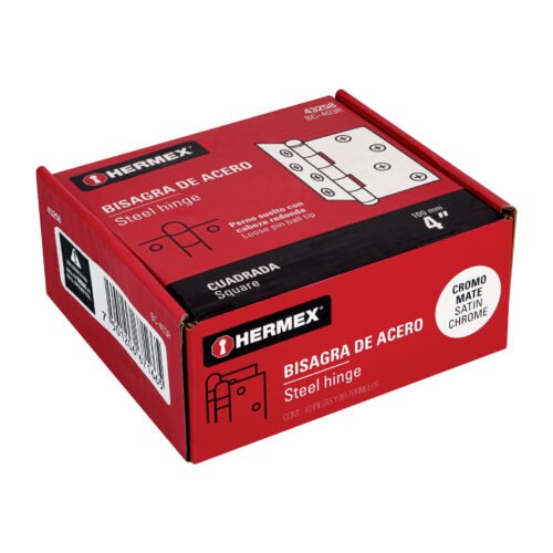 43258 - Bisagra cuadrada 4", satinado, cabeza redonda, HERMEX
