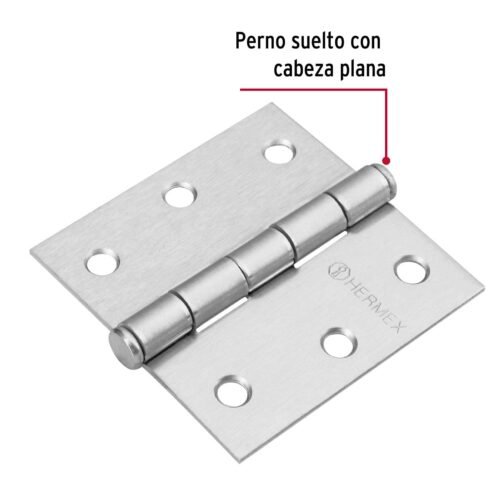 43260 - Bisagra cuadrada 2-1/2", satinado, cabeza plana, HERMEX