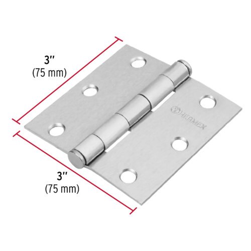 43261 - Bisagra cuadrada 3", satinado, cabeza plana, HERMEX