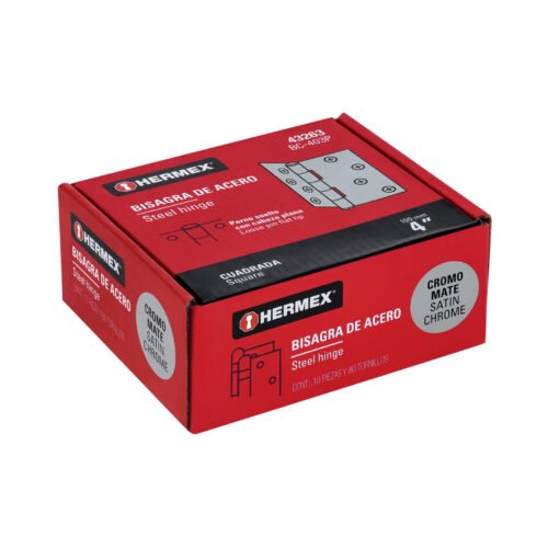 43263 - Bisagra cuadrada 4", satinado, cabeza plana, HERMEX