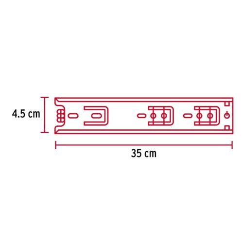 43271 - Bolsa con 2 correderas extensión 35 cm p/cajón, ancho 4.5 cm
