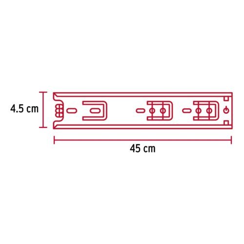 43273 - Bolsa con 2 correderas extensión 45 cm p/cajón, ancho 4.5 cm