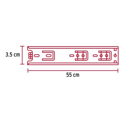 432892 43289 - Bolsa con 2 correderas extensión 55 cm p/cajón, ancho 3.5 cm