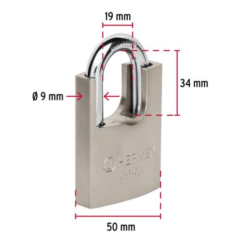 43313 - Candado de hierro 50 mm con coraza, llave anti-ganzúa