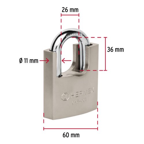 43314 - Candado de hierro 60 mm con coraza, llave anti-ganzúa