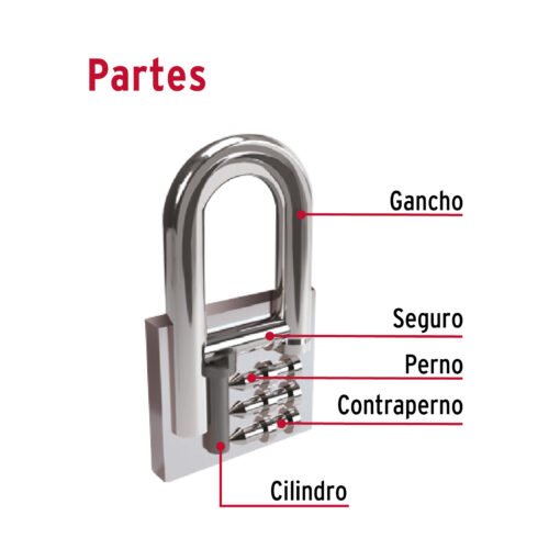 433154 43315 - Candado de hierro 38 mm gancho corto en caja, HERMEX