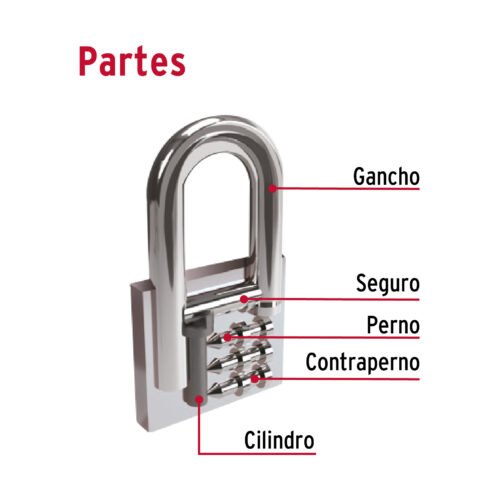433244 43324 - Candado de hierro 45 mm gancho largo en caja, HERMEX