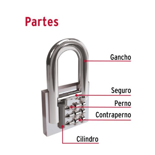 433274 43327 - Candado de hierro 45 mm gancho largo en blíster, HERMEX