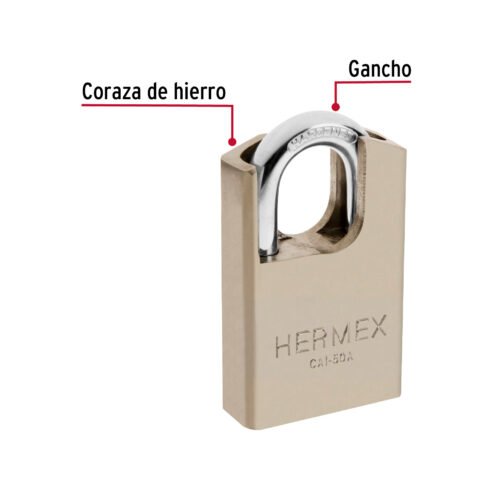 43334 - Candado de acero, máxima seguridad, 50mm, llave anti-ganzúa