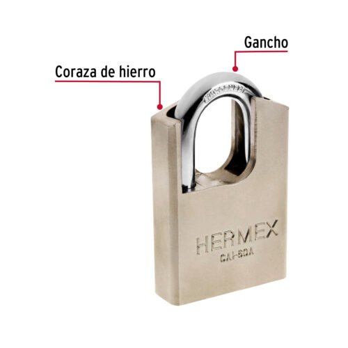 43335 - Candado de acero, máxima seguridad, 60mm, llave anti-ganzúa
