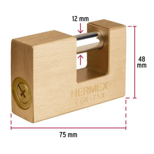 43353 - Candado antipalanca, 75mm, cuerpo de latón, llave tetra