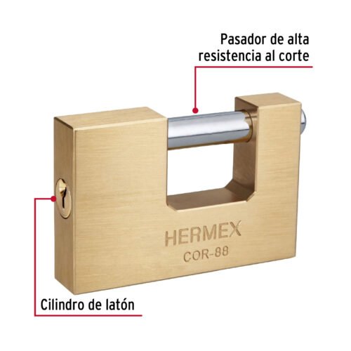 43358 - Candado antipalanca, 88mm, cuerpo de latón llave tradicional