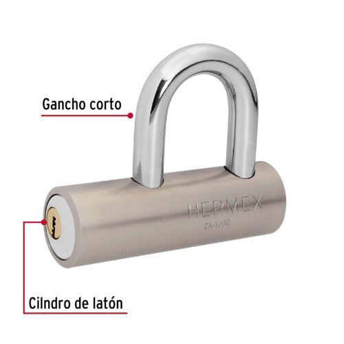 43365 - Candado de acero, 109mm, gancho corto, llave de puntos