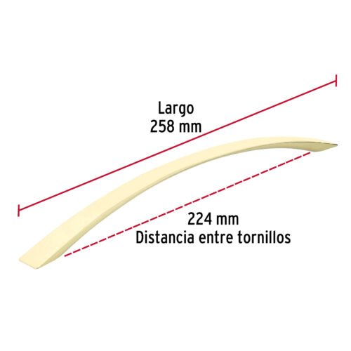 433762 43376 - Jaladera de 224mm, línea Moderna, latón brillante, HERMEX