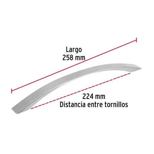 43379 - Jaladera de 224mm, línea Moderna, níquel, HERMEX