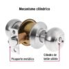 43452 - Cerradura tipo oval para recámara, cromo mate, HERMEX