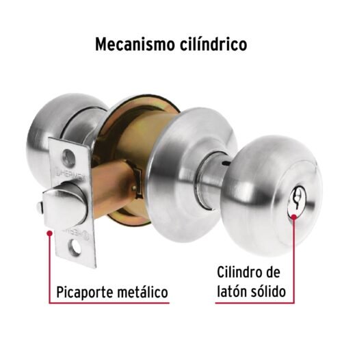 43452 - Cerradura tipo oval para recámara, cromo mate, HERMEX
